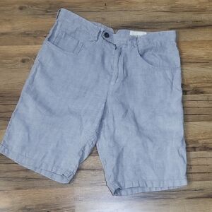 SIRPLUS Men's Gray Herringbone Linen 5 Pocket 10" Inseam Shorts
